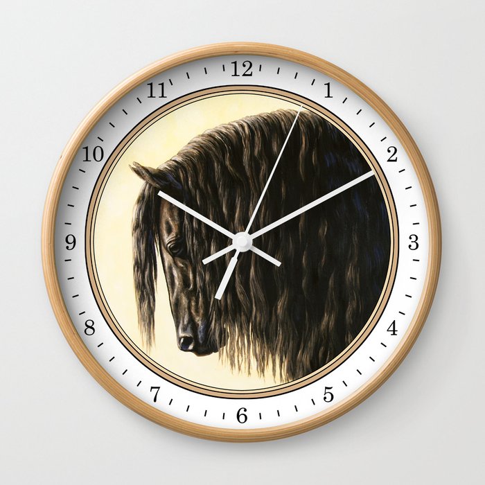 Black Friesian Draft Horse Wall Clock