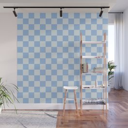 Checkerboard Mini Check Pattern in Powder Blue Wall Mural