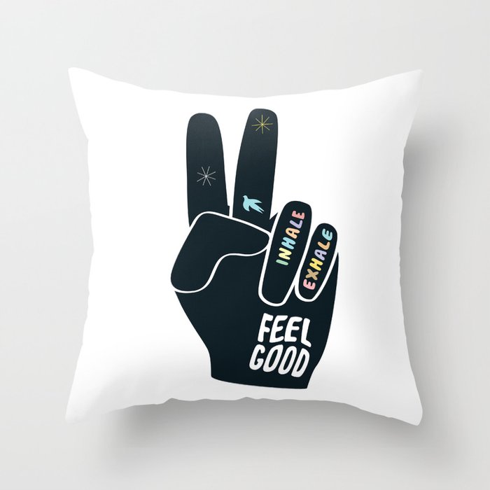 Inhale Exhale Peace sign Throw Pillow