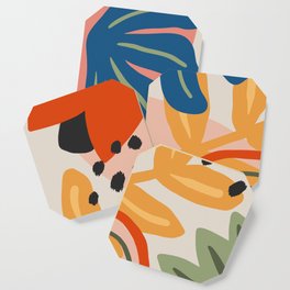 Flower Market Madrid, Abstract Retro Floral Print Coaster