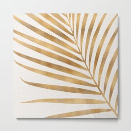 Metallic Gold Palm Leaf Metal Print