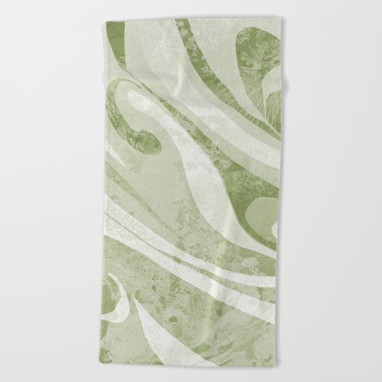 Abstract Green Waves Design Beach Towel