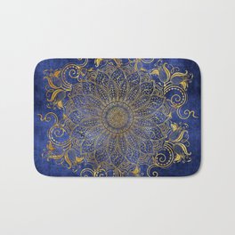Blue velvet Badematte | Arabesque, Graphicdesign, Arabic, Vector, Paisley, Mandala, Ethnic, Digital, Abstract, Gold 