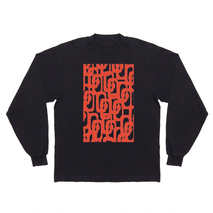 Mid Century Modern Loop Pattern in Burnt Orange Long Sleeve T Shirt
