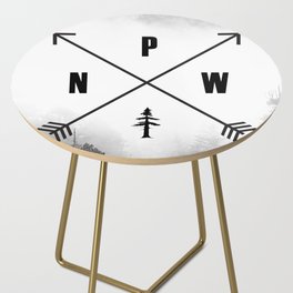 PNW Pacific Northwest Compass - Black and White Forest Side Table