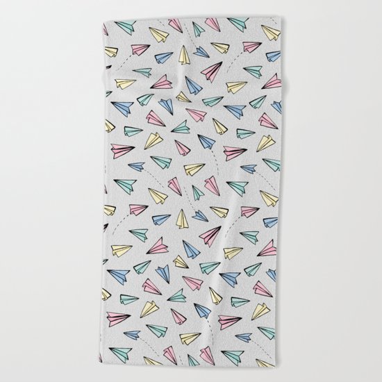 Paper Planes in Pastel Beach Towel