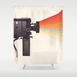 Movie Camera Rainbow Shower Curtain