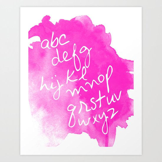 Magenta Watercolor Alphabet Art Print