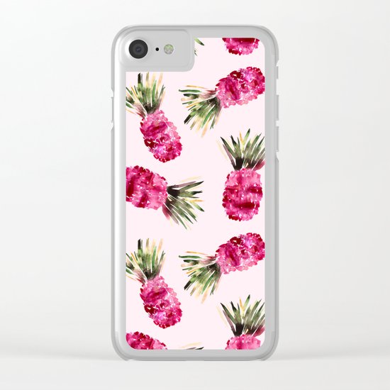 Pink Pineapples Clear iPhone Case