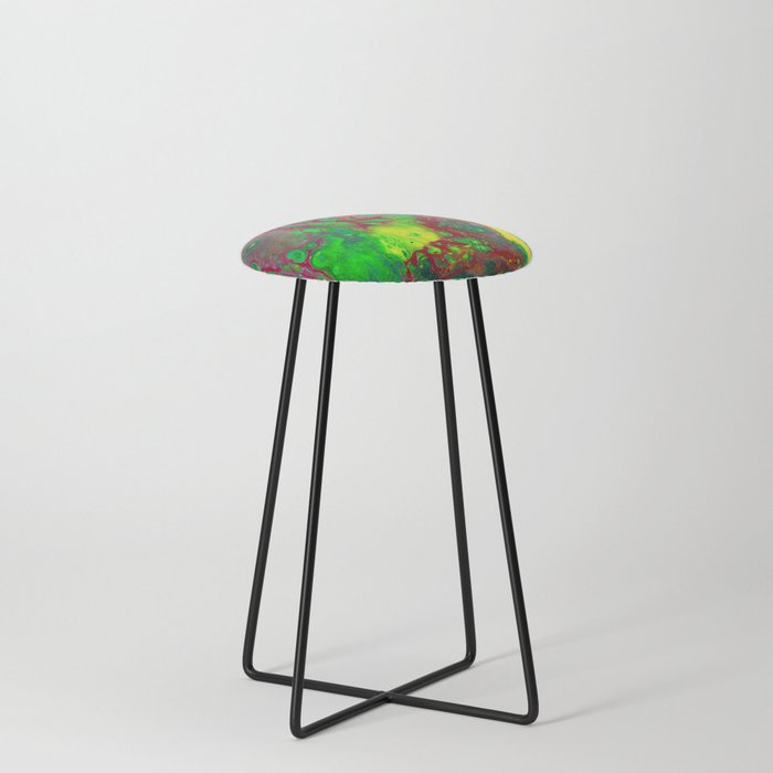 Red Green And Yellow Colorful Abstract Landscape Painting Counter Stool