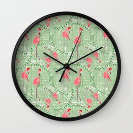 Coastal Christmas Flamingos and Lights Wall Clock | Tropicalchristmas, Graphicdesign, Turquoise, Tropical, Christmaslights, Mint, Coastalholidays, Christmas, Digital, Surfacedesigner 
