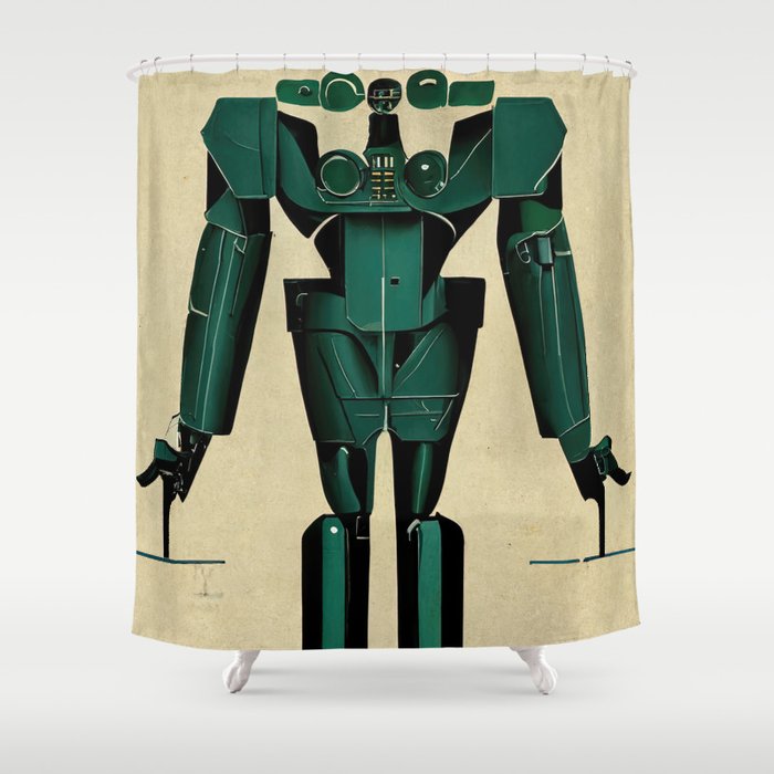 Retro-Futurist Robot Shower Curtain