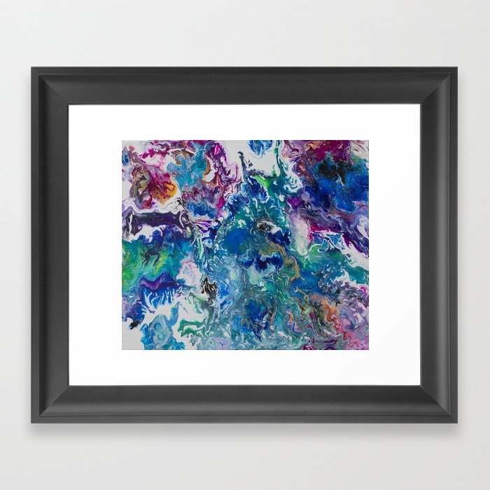 Acrylic Pour Colorful Abstract  Framed Art Print