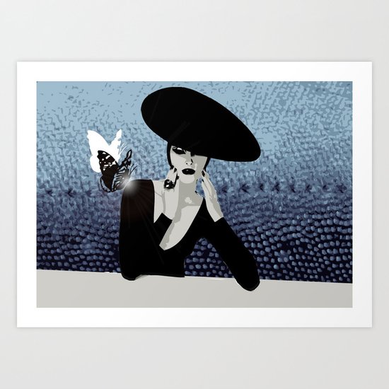 butterfly and woman Art Print