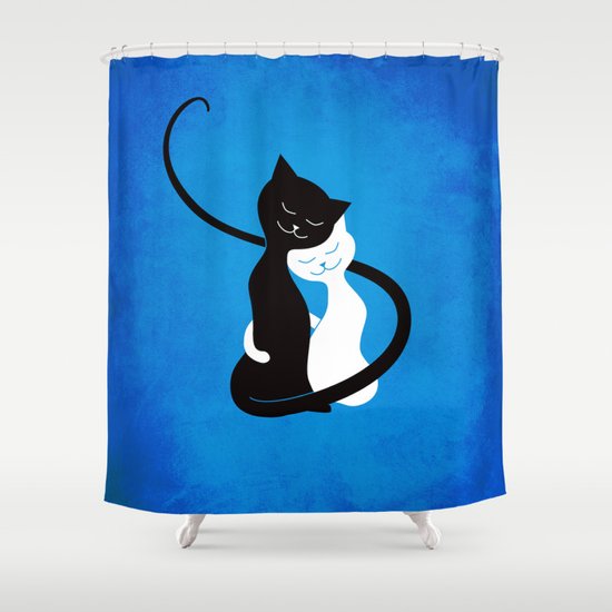 White And Black Cats In Love Shower Curtain