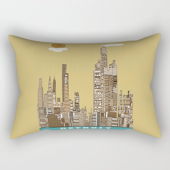 Detroit skyline vintage Rectangular Pillow