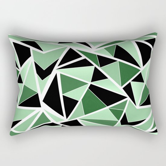 Abstract geometric pattern in black and green tones .Triangles . Rectangular Pillow
