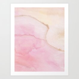 Blush Pink Gold Ink Texture  Art Print