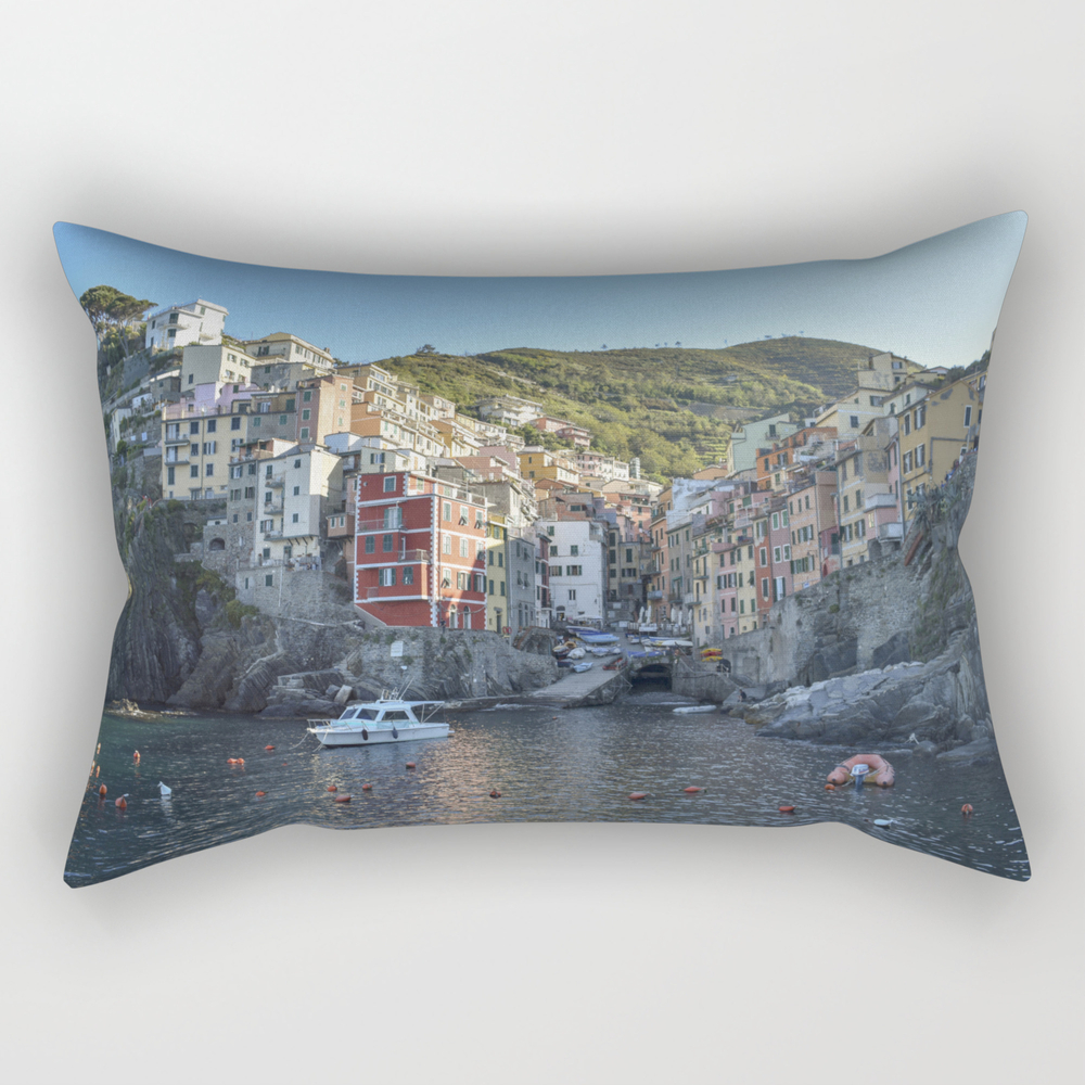 Riomaggiore Village Sunrise - Cinque Terra, Italy Rectangular Pillow by chrisjmcnicoll