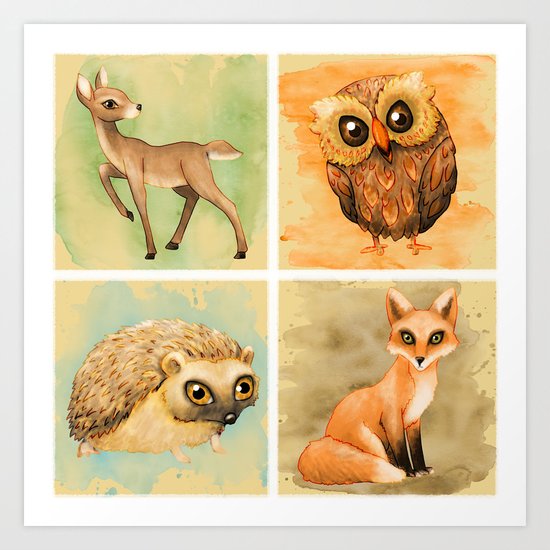 Woodland Set Art Print