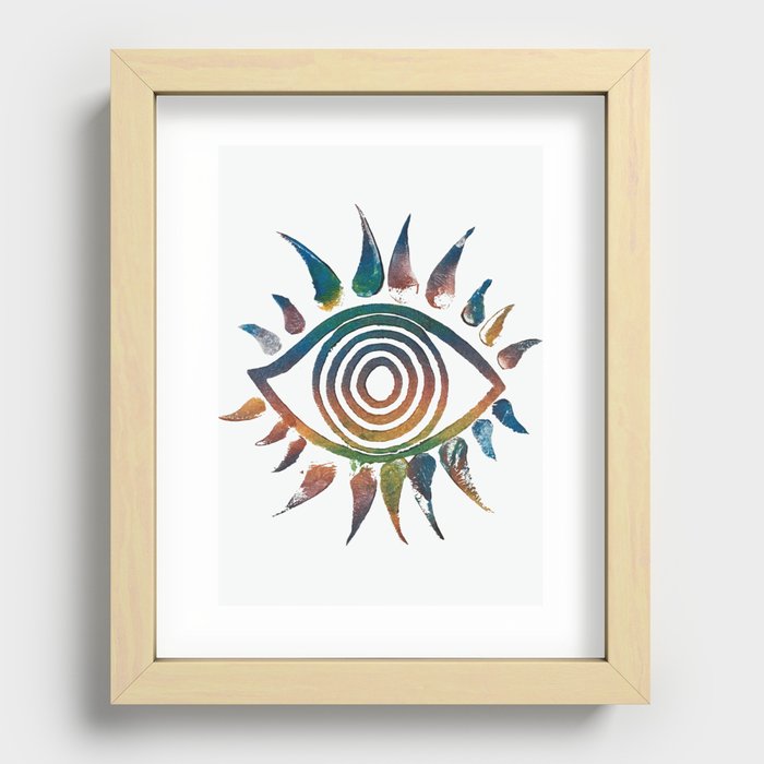 Minds Eye Rainbow Linocut Print Recessed Framed Print