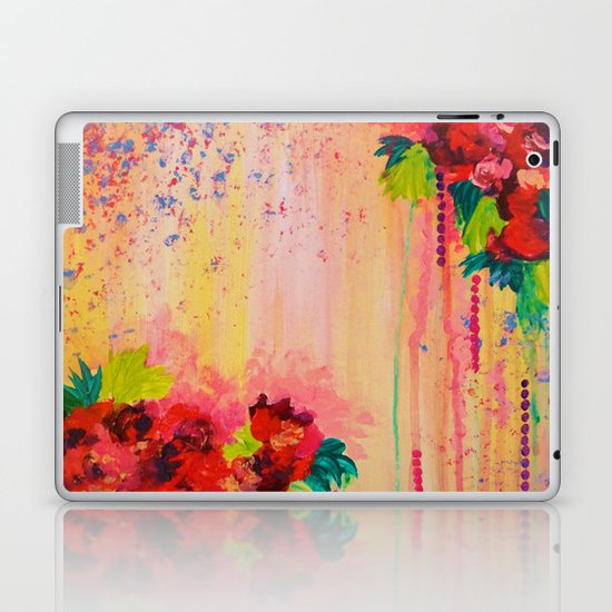 STRAWBERRY CONFETTI PAINTING Abstract Acrylic Floral Beautiful Feminine Flower Bouquet Girlie Pink Laptop & iPad Skin