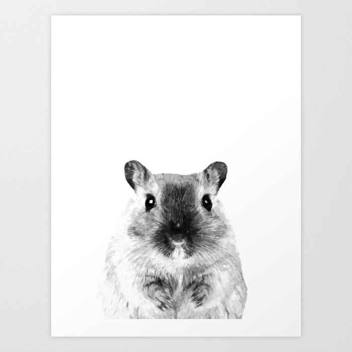 Black and White Hamster Art Print by Alemi | Society6