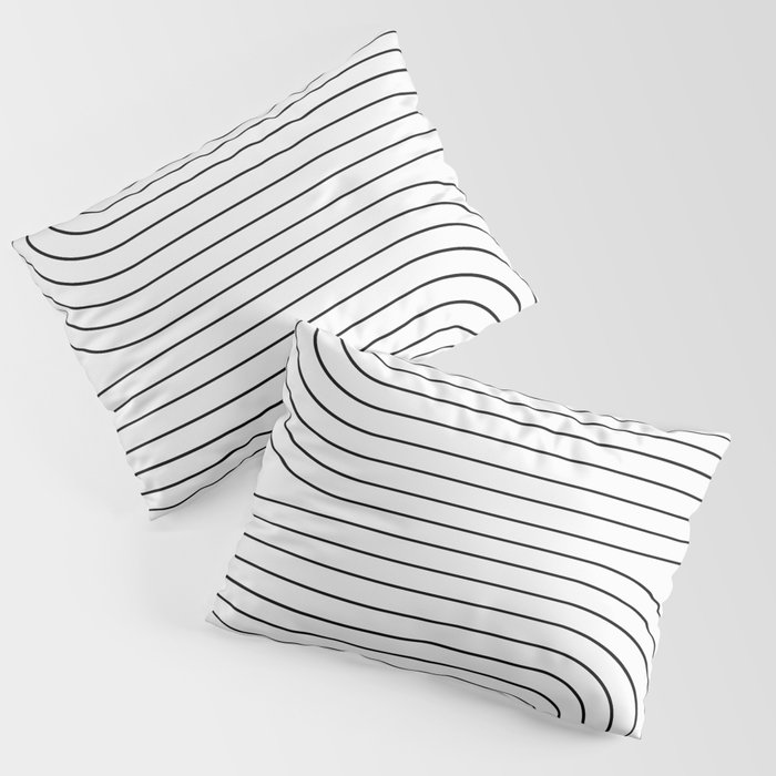 Minimal Line Curvature I Black and White Mid Century Modern Arch Abstract Pillow Sham