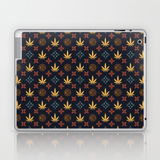 Marijuana CBD tile pattern. Digital Illustration background Laptop & iPad Skin