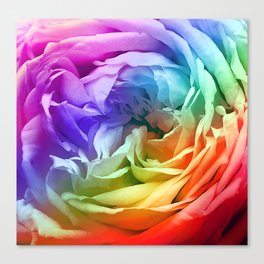 Rainbow Rose Flower Petal Pattern Canvas Print