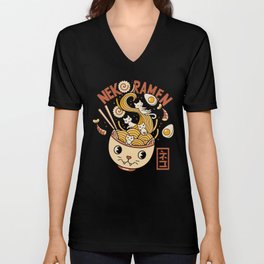 Ramen Cat Head by Tobe Fonseca V Neck T Shirt