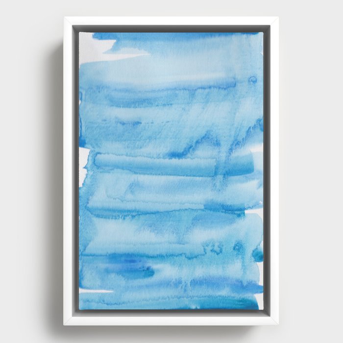 3  |  190408 Blue Abstract Watercolour Framed Canvas