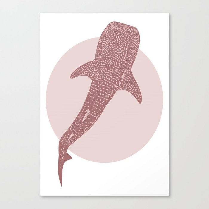 Whale Shark Dusty Pink Canvas Print