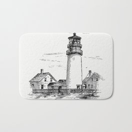 Highland lighthouse from Truro Cape Cod Or Landmarks And Sea Marks Illustrations Bath Mat | Painting, Lagoon, Vintage, Capecod, Artprint, Letterpress, Poster, Decor, Old, Wallart 