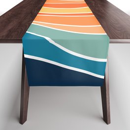 Multicolor retro style waves 2 Table Runner