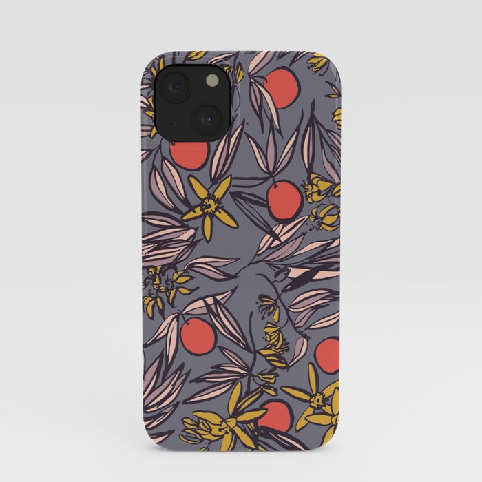 Orange Blossoms at Dusk on Gray Violet iPhone Case