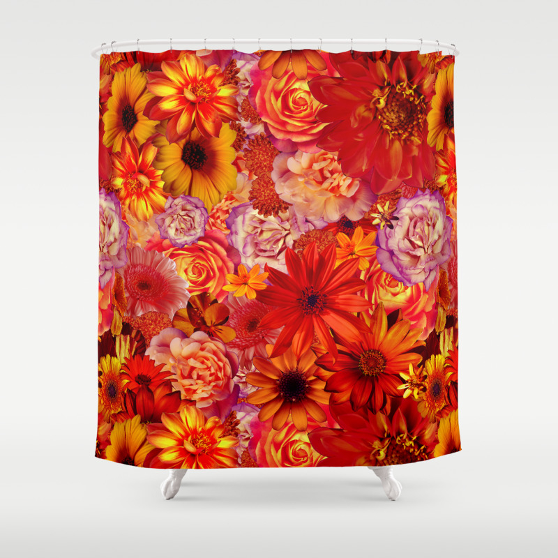 Rojo Bouquet Rich Red Hot Mixed Flowers Bright Floral Autumn