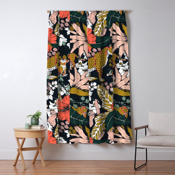 Animal print dark jungle Blackout Curtain