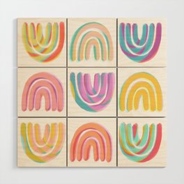 Playful Bright Rainbow Mix Wood Wall Art