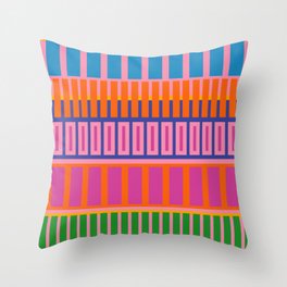 Colorful and Bold Block Stripe Pattern in Pink Orange Blue Green Throw Pillow