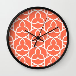 Tangerine and White Ornamental Shape Pattern 2 Pairs DE 2022 Trending Color Often Orange DE5132 Wall Clock