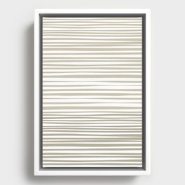Natural Stripes Modern Minimalist Colour Block Pattern Light Mushroom Beige Framed Canvas