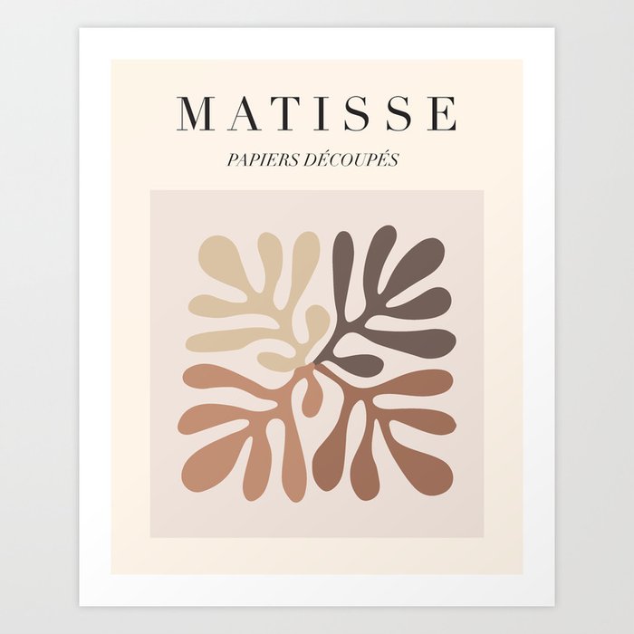 Beige Matisse Exhibition Poster – Neutral Light Brown Henri Matisse Cut Outs Vintage Poster Art Print