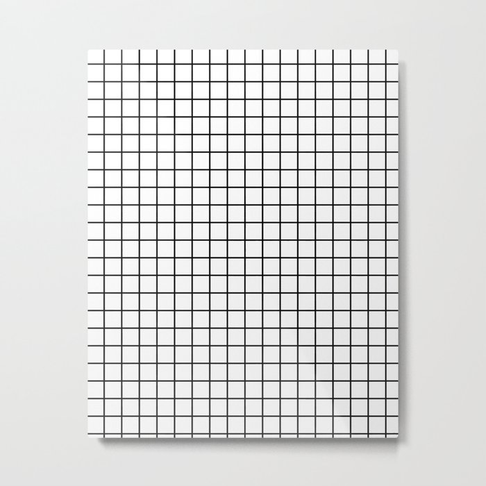 Emmy -- Black and White Grid, black and white, grid, monochrome, minimal grid design cell phone case Metal Print