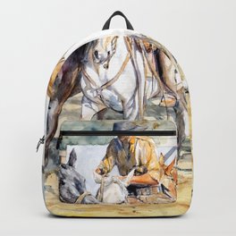 "Blanco, zaino y gateado" Backpack | Ruralwork, Horses, Uruguay, Horseman, Cowboy, Painting, Gaucho, Watercolor 