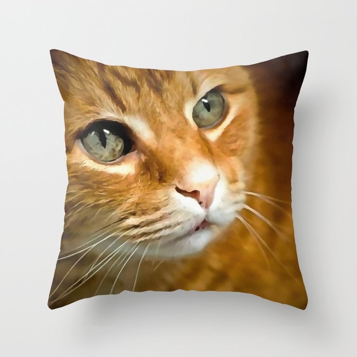 Adorable Ginger Tabby Cat Posing Throw Pillow