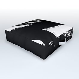 Black and White Brush Strokes Outdoor Floor Cushion