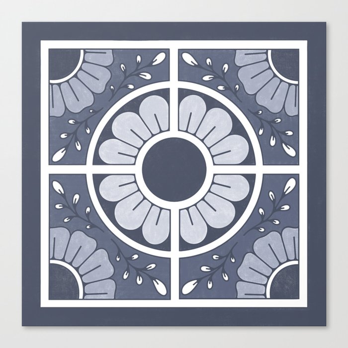 Blue Mandala Tile  Canvas Print