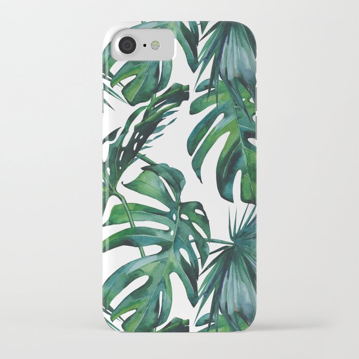 tropical palm leaves classic iphone case