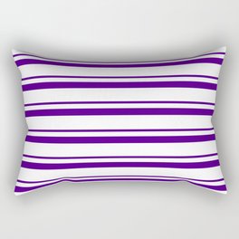 [ Thumbnail: Indigo and White Colored Lines Pattern Rectangular Pillow ]
